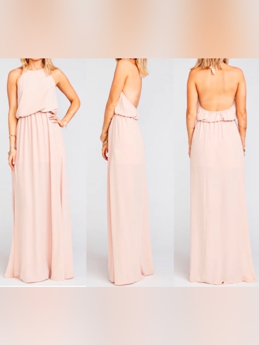 Show Me Your Mumu Halter Maxi Dress – Blush Pink, Size Medium, Formal/Bridesmaid